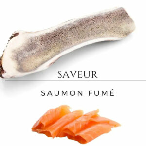Friandise à mâcher bois de cerf tranché goût saumon fumé pour chien gourmet